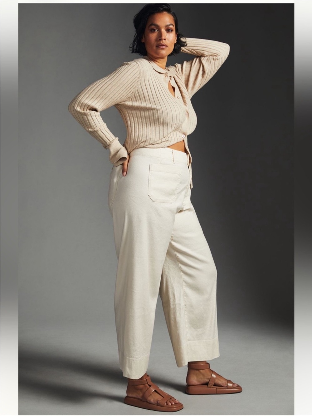 Anthropologie Maeve Colette Linen Blend Stretch High-Rise Wide Leg Pants Trouser - Picture 4 of 13